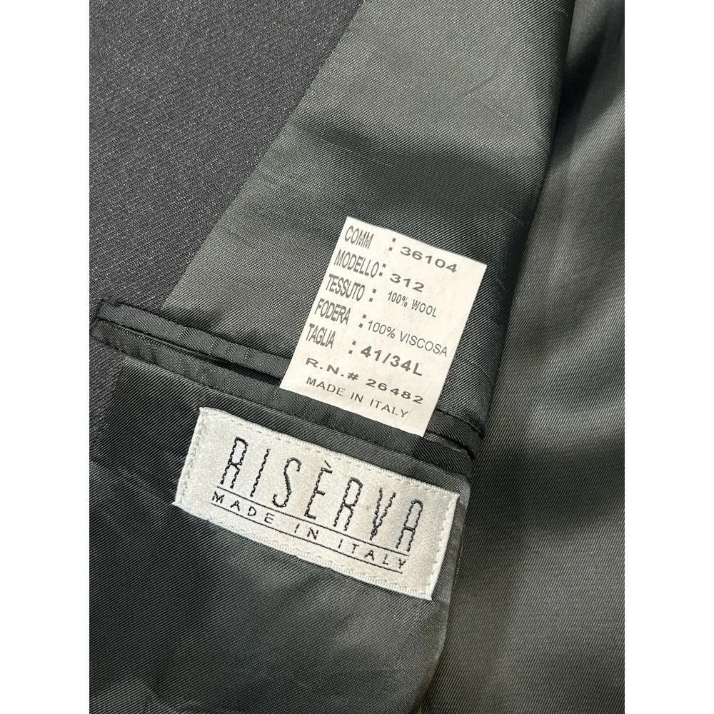 Riserva Dillard Men's Wool Blazer Suit Jacket Black Made in Italy 41L